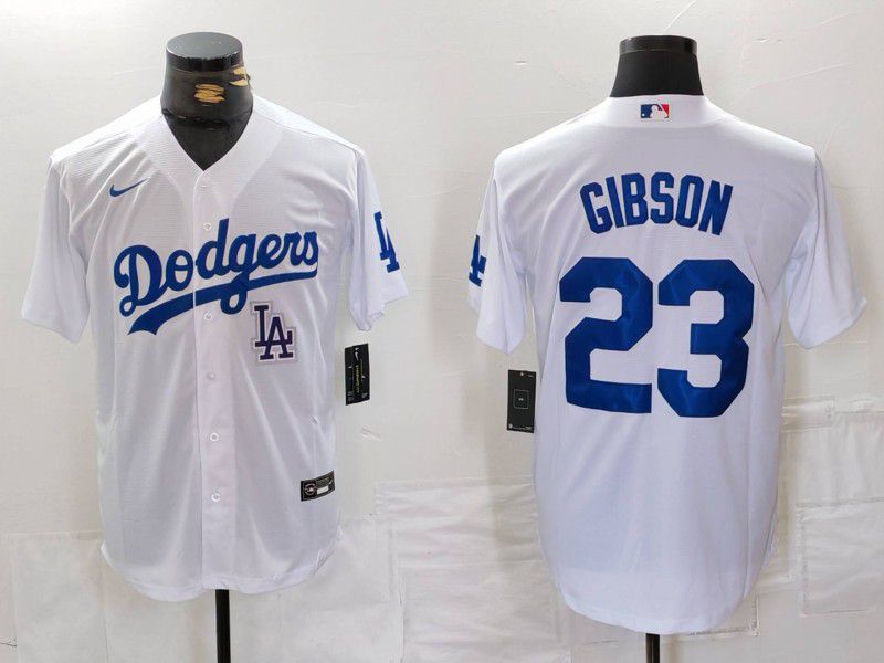 Men Los Angeles Dodgers #23 Gibson White Nike Game 2024 MLB Jersey style 5->los angeles dodgers->MLB Jersey